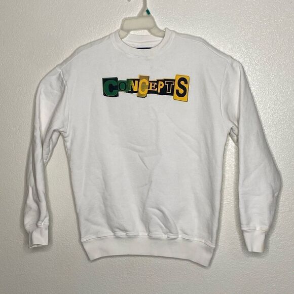 CONCEPTS White Randsom Crewneck 100% Cotton Sweatshirt Size XS - Picture 1 of 8